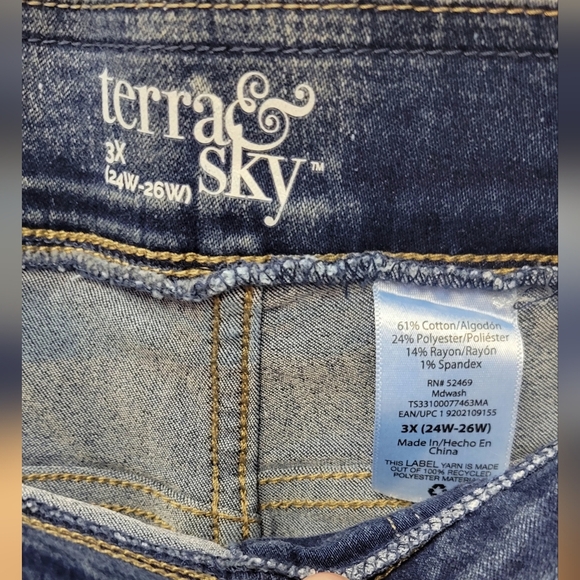 Terra & Sky 3X (24w/26w) Blue Skinny Leg Stretch Jegging Style Jeans - Picture 3 of 6